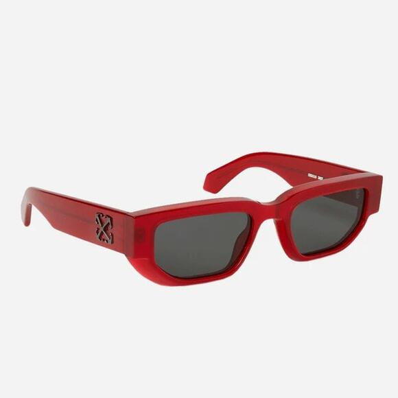 Off-White OERI115S 2807 54 Greely Red Geometric Gray Lens Cat-Eye Sunglasses